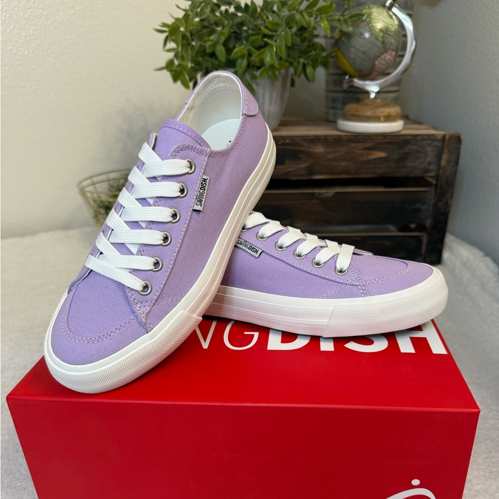 Golf shoes SwingDish Spikeless Traveler Coated Canvas Lavender Print